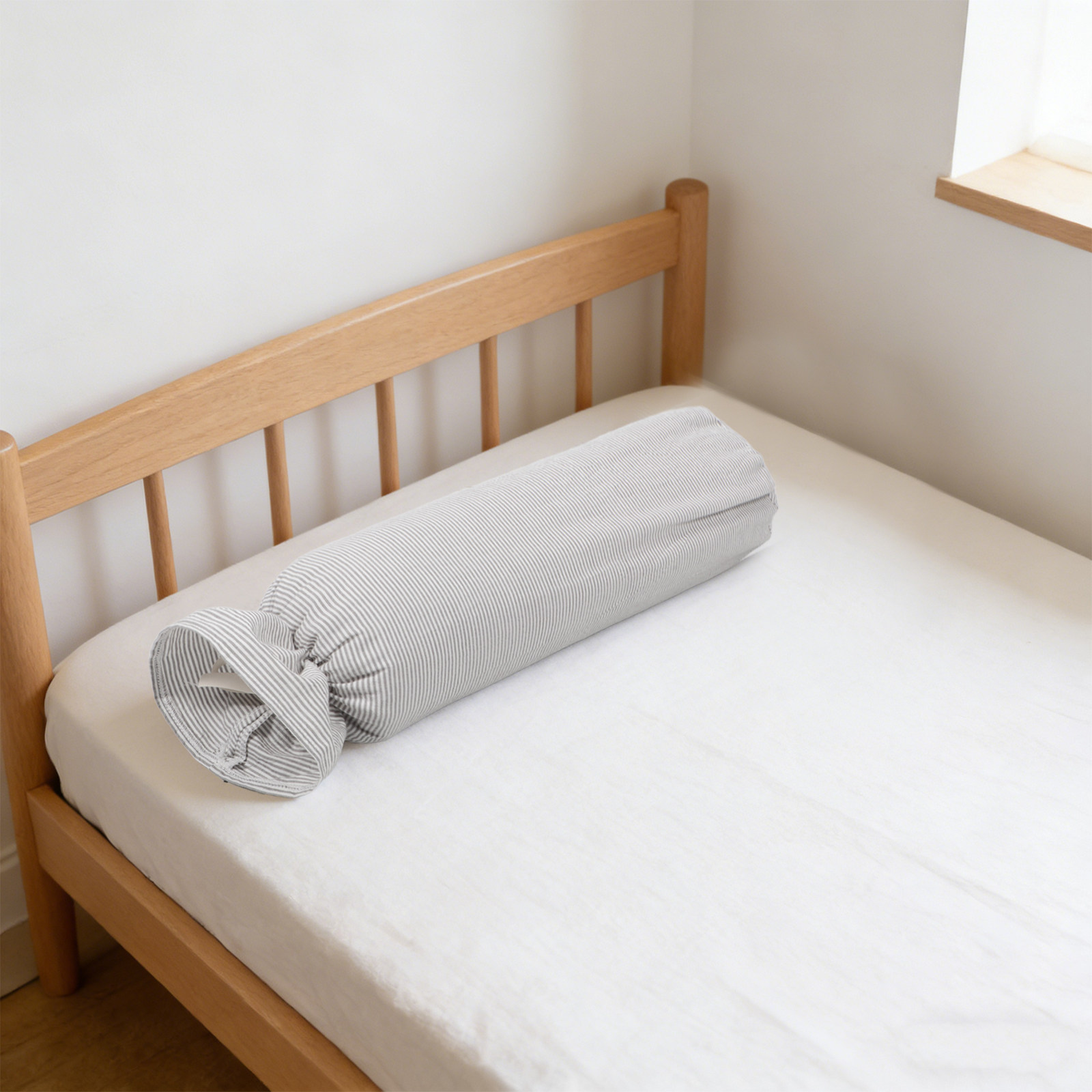 Bolster Cushion Round - Lichtgrijs cilindrische nekkussenhoes van puur katoen,