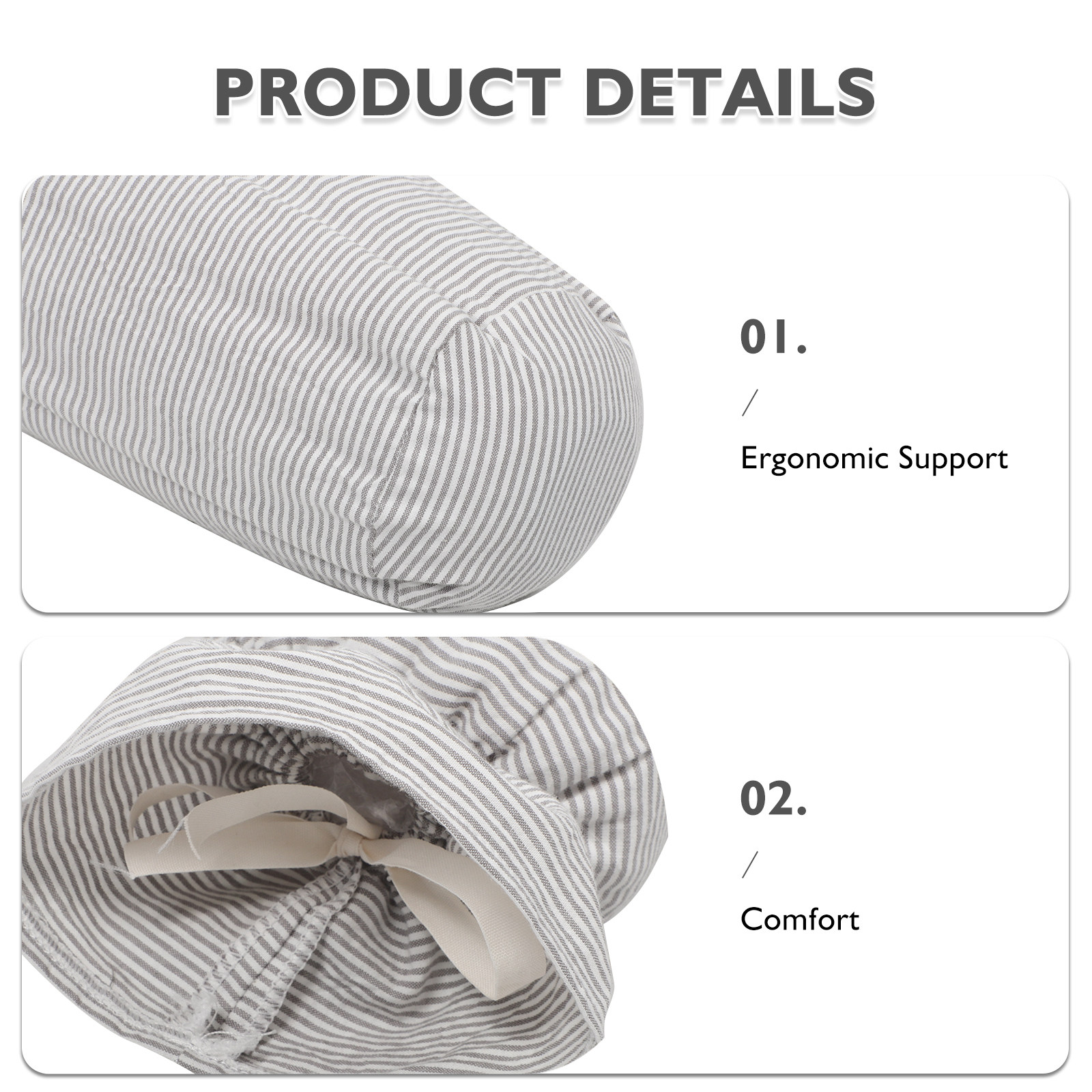 Lichtgrijs cilindrische nekkus - Bolster Cushion Round recensie en prijs