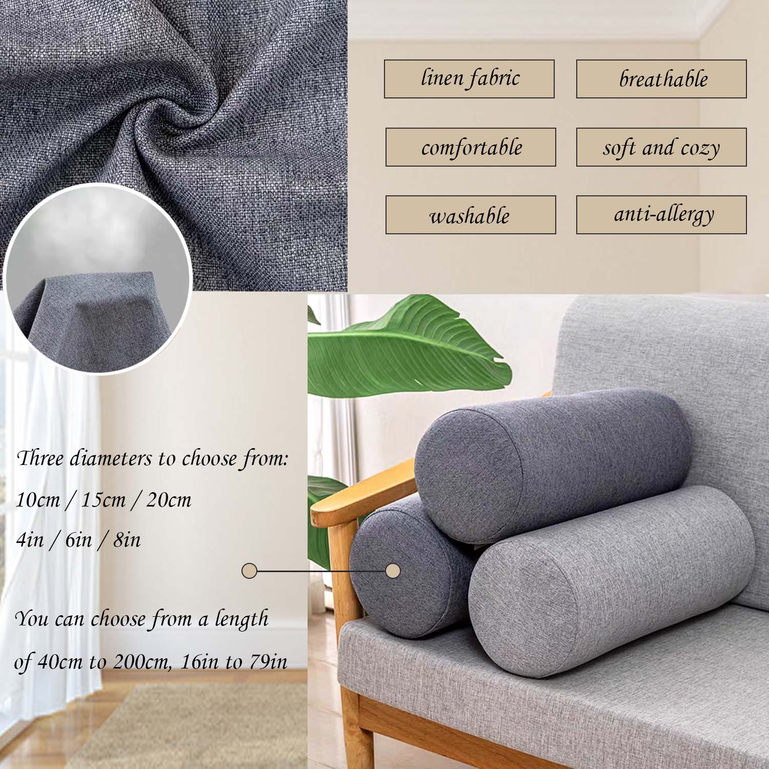 Schuimrolkussen voor knie/been - Bolster Cushion Round recensie en prijs