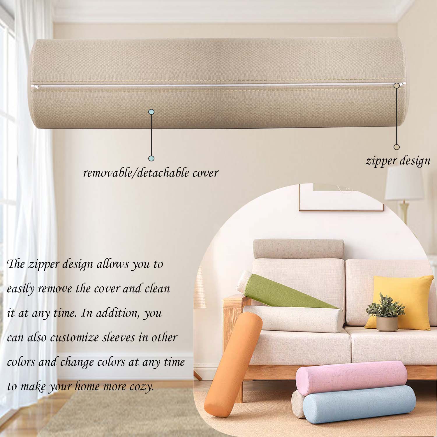 10 cm Diameters Linnen Cilinde - Bolster Cushion Round recensie en prijs